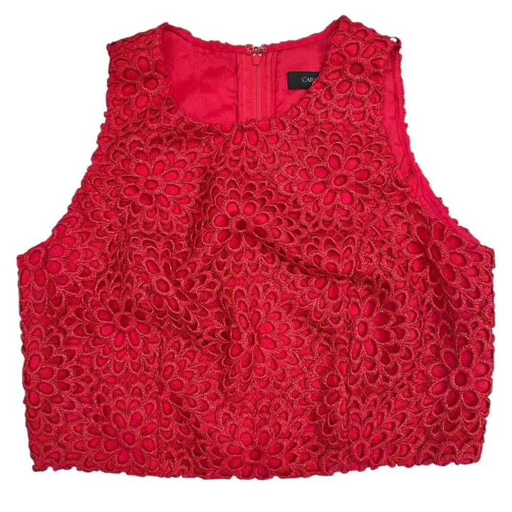 Carmen Marc Valvo Women's Red Crop Top - Picture 2 of 7